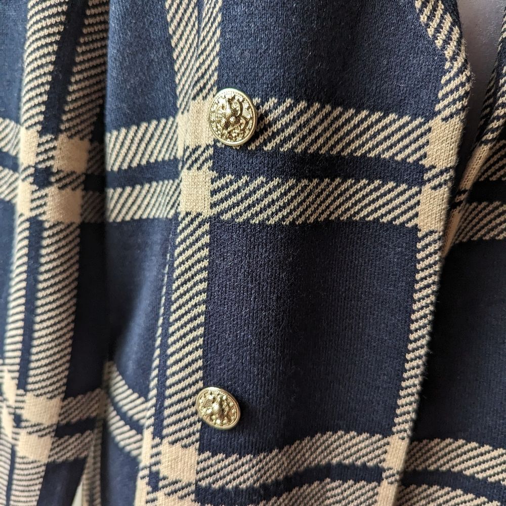 Anne Klein Midnight Camel Plaid Sweater Medium NWT - Picture 2 of 7